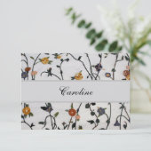 刺繍の蔦のフラットな感謝カード サンキューカード (スタンド正面)