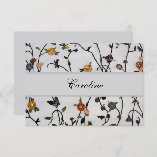 刺繍の蔦のフラットな感謝カード サンキューカード (正面/裏面)