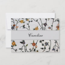 刺繍の蔦のフラットな感謝カード