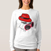 刺繍の長袖Tシャツの女性用。 Tシャツ (正面)