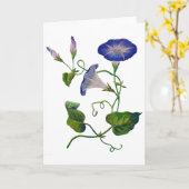 刺繍の青い朝顔 カード (黄色い花)
