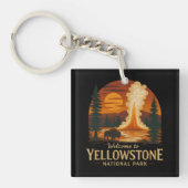 刺繍へようこそイエローストーンナショナルUSA キーホルダー (正面)