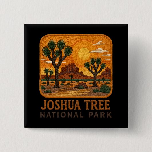 刺繍へようこそJoshua Tree National USA 缶バッジ (正面)