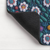 刺繍をした花 マウスパッド (コーナー)