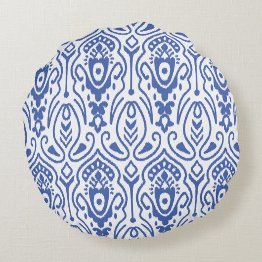 刺繍を施したシームレスな模様。イカットファブリック。エト ラウンドクッション (裏面)