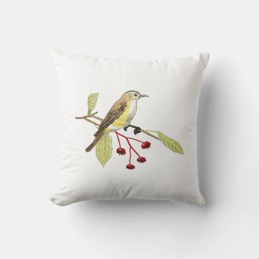 刺繍を模した鳥の形のクッションカバー クッション (正面)