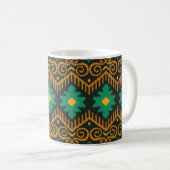 刺繍イカット生地エスニックデザイン コーヒーマグカップ (正面右)