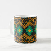刺繍イカット生地エスニックデザイン コーヒーマグカップ (正面左)