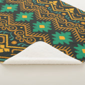 刺繍イカット生地エスニックデザイン シェルパブランケット (3/4)