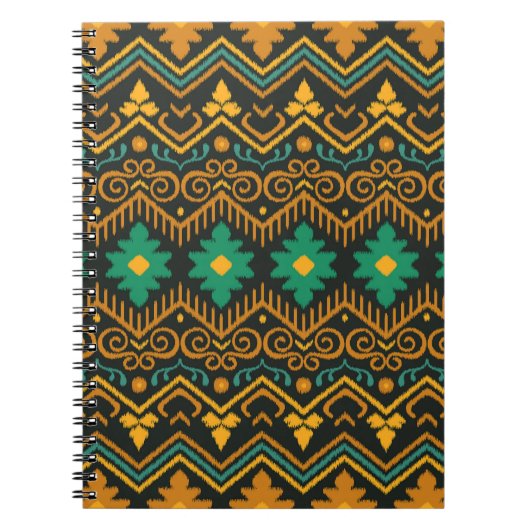 刺繍イカット生地エスニックデザイン ノートブック (正面)