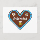 刺繍オクトーバーフェストジンジャーパンハート ポストカード (正面)