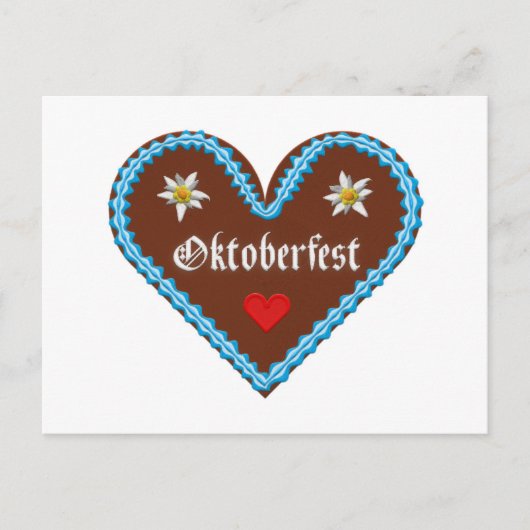 刺繍オクトーバーフェストミュンヘンジンジャーパンハート ポストカード (正面)