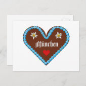 刺繍オクトーバーフェストミュンヘンジンジャーパンハート ポストカード (正面/裏面)