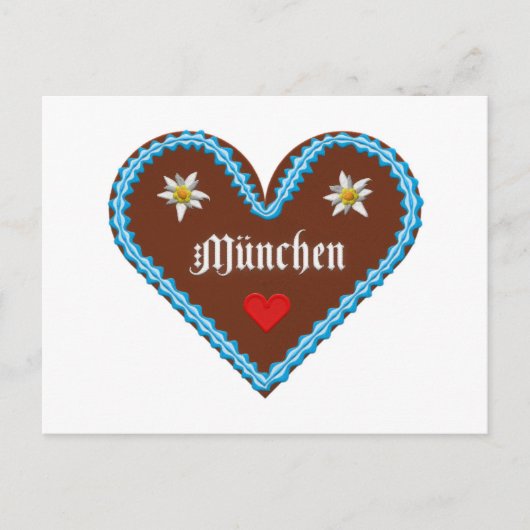 刺繍オクトーバーフェストミュンヘンジンジャーパンハート ポストカード (正面)