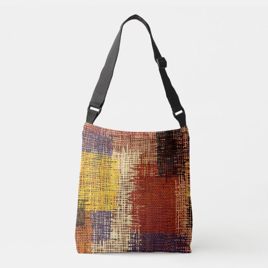 刺繍オーナメント、カラーライン、ボヘミアンスタイル クロスボディバッグ (正面)