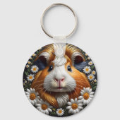 刺繍ギニブタとデイジー キーホルダー (裏面)