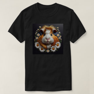 刺繍ギニブタとデイジー Tシャツ