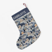 刺繍クリスマススノーウィーウィンターホーム スモールクリスマスストッキング (裏面 (吊り時))