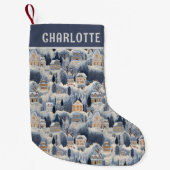 刺繍クリスマススノーウィーウィンターホーム スモールクリスマスストッキング (正面)