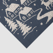 刺繍クリスマススノーヴィレッジシーンブルーホワイト 薄葉紙 (詳細)