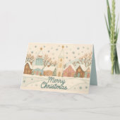 刺繍クリスマススノーヴィレッジシーン シーズンカード (正面)