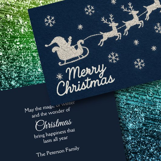 刺繍クリスマスナイトスカイサンタレー シーズンカード