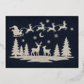 刺繍クリスマスフォレストアニマルズサンタソリ 箔シーズンカード (裏面)