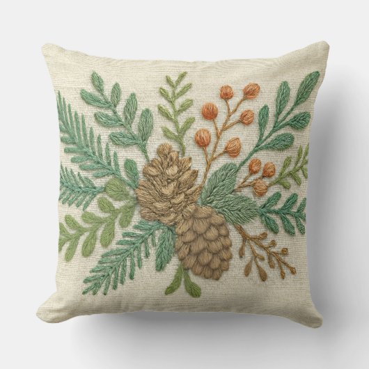 刺繍クリスマスフローラスポリピネコン クッション (正面)