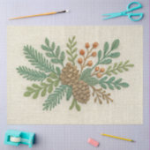 刺繍クリスマスフローラスポリピネコン 薄葉紙 (クラフト)