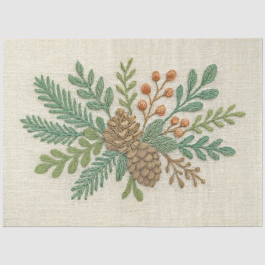 刺繍クリスマスフローラスポリピネコン 薄葉紙 (正面)