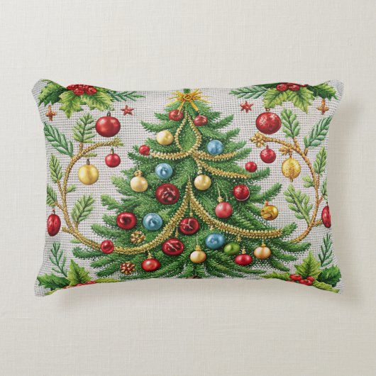 刺繍クリスマス装飾用クッションフェスティバルホリディ アクセントクッション (正面)