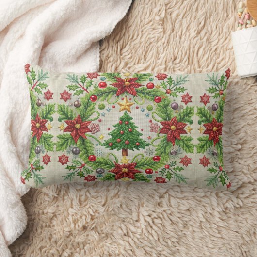 刺繍クリスマス装飾用クッションフェスティバルホリデー ランバークッション (ブランケット)