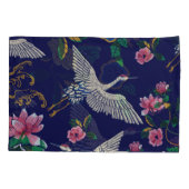 刺繍クレーンと花、ヴィンテージシームレスp 枕カバー (裏面)