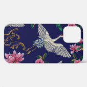 刺繍クレーンと花、ヴィンテージシームレスp Case-Mate iPhoneケース (裏面 (横))