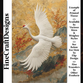 刺繍クレーン&レッドフラワーズBW5デコページ 薄葉紙