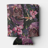 刺繍スカル：ゴシック・オーキッド・パターン 缶クーラー (裏面)