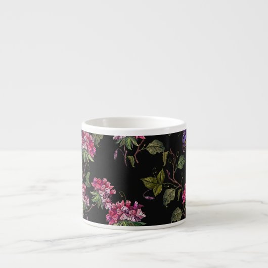 刺繍ダトゥラ花:植物芸術 エスプレッソカップ (正面)