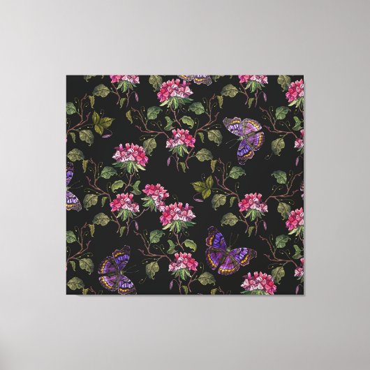 刺繍ダトゥラ花:植物芸術 キャンバスプリント (正面)