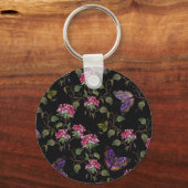 刺繍ダトゥラ花：植物芸術 キーホルダー (正面)