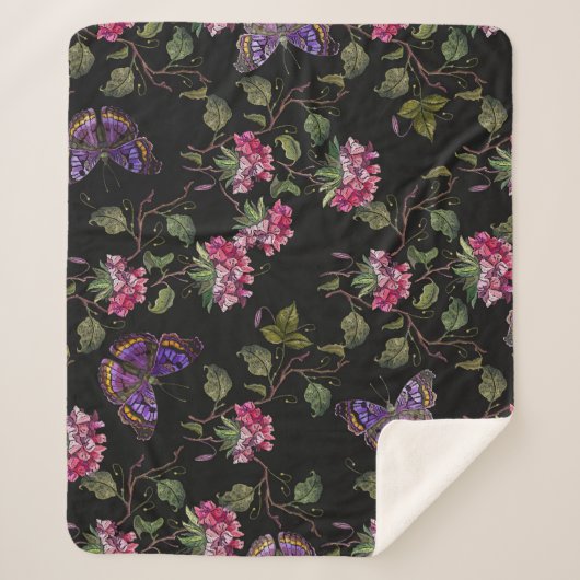 刺繍ダトゥラ花:植物芸術 シェルパブランケット (正面)