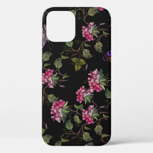 刺繍ダトゥラ花:植物芸術 iPhone 12ケース