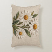 刺繍デイジーの花開く アクセントクッション (正面(垂直))