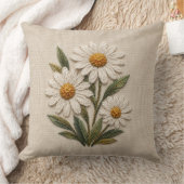 刺繍デイジーの花開く クッション (ブランケット)