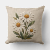 刺繍デイジーの花開く クッション (正面)