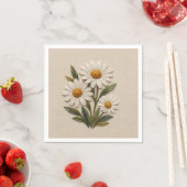刺繍デイジーの花開く スタンダードカクテルナプキン (インサイチュ)