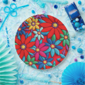 刺繍デイジーデザイン ペーパープレート (パーティー)