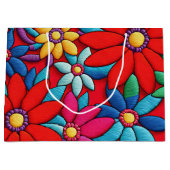 刺繍デイジーデザイン ラージペーパーバッグ (正面)