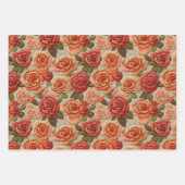 刺繍デイジー、ひまわり&バラ模様 ラッピングペーパーシート (正面3)