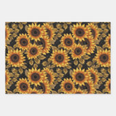 刺繍デイジー、ひまわり&バラ模様 ラッピングペーパーシート (正面2)