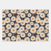 刺繍デイジー、ひまわり&バラ模様 ラッピングペーパーシート (正面)